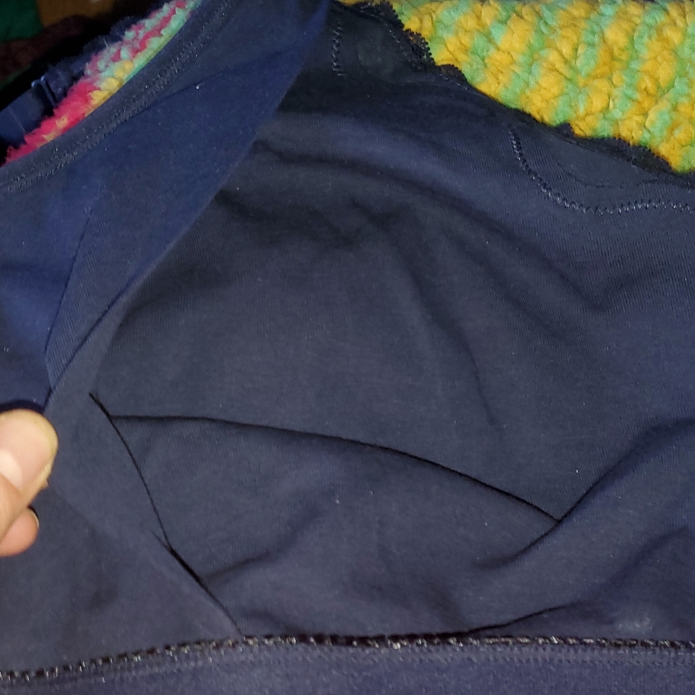 [42H] ti Voglio ~ Cotton Wirefree - NWT Navy Bra Blue with Lace detail - Picture 3 of 11
